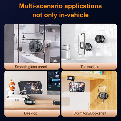 Vacuum Magnet Phone Bracket Multi-angles Adjustment Strong Magnetic Suck Design Foldable Car Holder For iphone Navigation Stand