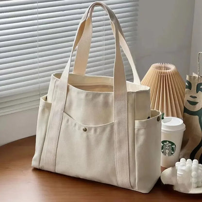 Large Capacity Tote Canvas Bag for Work Outgoing High Appearance Commuting Versatile Art Student Clothing Book Shoulder Bag Bag