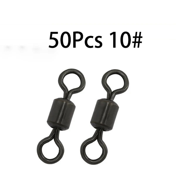 50Pcs Carp Fishing Swivel Rolling Barrel Snap Matte Black Lure Hook Line Connector Fishing Tackle Supplies Accessories Pesca