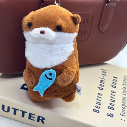 Cute Little Otter Hug Fish Plush Doll Pendant Doll Gift Gift Cute Girl Heart Keychain Pendant Creative Gift