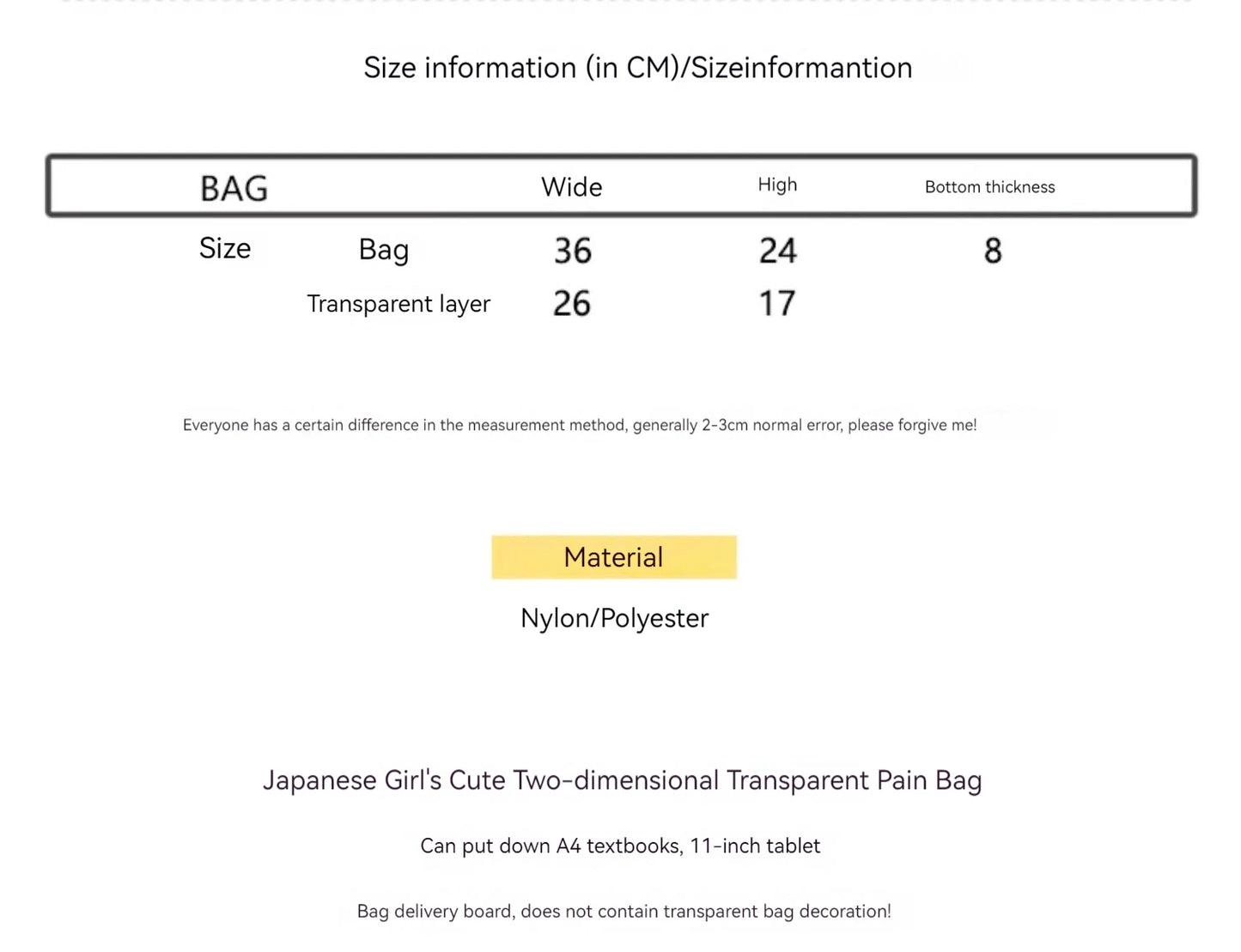 Ballet Girl Has A Large Appetite Itabag Japanese 2D Single Shoulder Cross Body Goods Bag Gift For Friends only no dolls no card