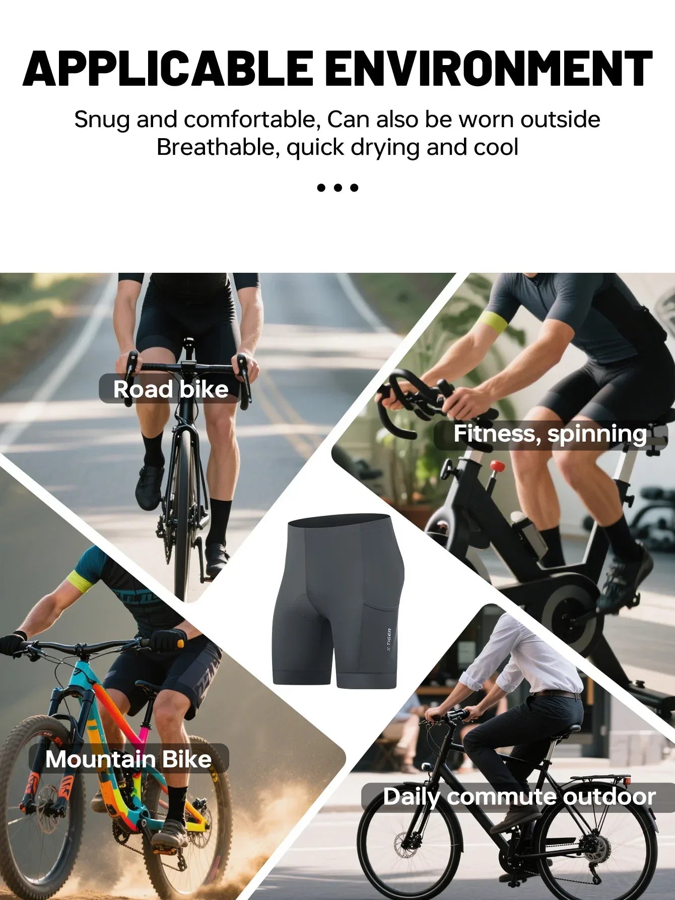 X-TIGER Cycling Shorts 6D Gel Cushioned Cycling Shorts MTB Cycling Briefs Cycling Lounge Pants Yoga Pants Sports Fitness Pants