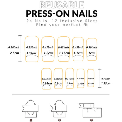 24PCS/ medium almond nail, red love pattern decoration, gold line outline, exquisite elegance, simple and generous, suitable for