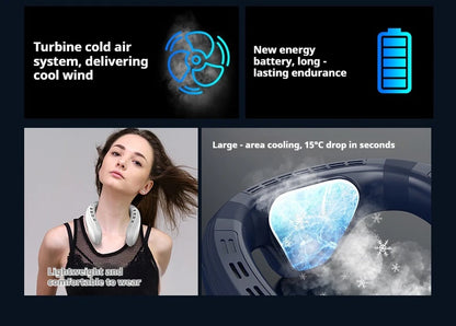 New Neck Air Conditioner Portable Neck Fan Rechargeable Semiconductor Cooling Bladeless Fan Outdoor Personal Fan Wearable Cooler