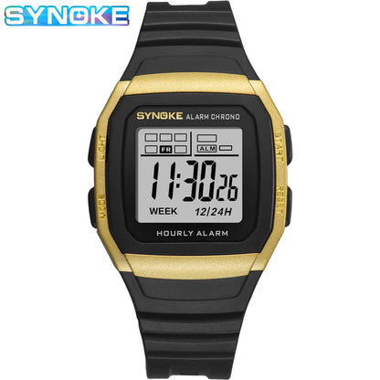 SYNOKE Digital Watch Student Electronic Outdoor Sports Boy Luminous Waterproof MultiFunction Watch Retro Square Watch