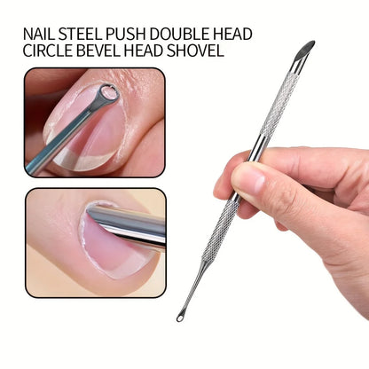 1/2pcs Stainless Steel Cuticle Pusher Nail Care Tool, Multifunctional Dead Light Beige Remover, Foot Pedicure and Manicure File