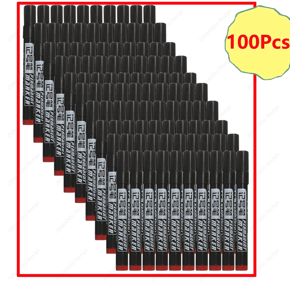 1-100Pcs Waterproof Oil-based Marker Pen Quick Dry Black Blue Red Ink Permanent for Metal Glass Stationery Art School Supply