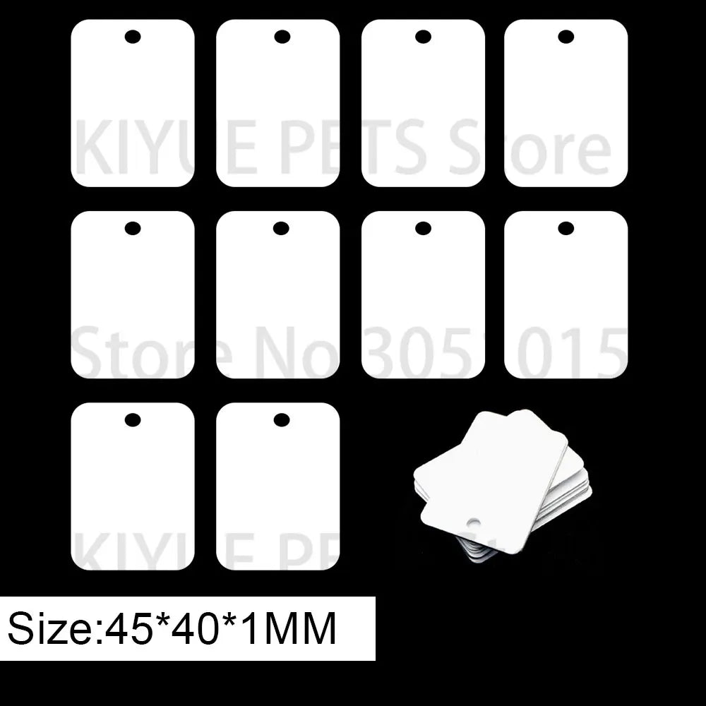 20Pcs Wholesale Personalized Pet ID Nameplate  Heat Transfer Aluminum Blank Hang Tag Customized Key Ring Accessories Pendant