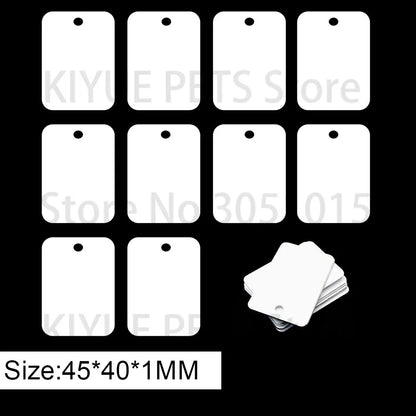 20Pcs Wholesale Personalized Pet ID Nameplate  Heat Transfer Aluminum Blank Hang Tag Customized Key Ring Accessories Pendant