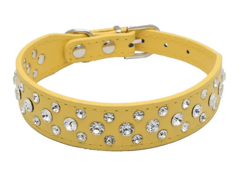 Pet collars for small dogs, pet collars, rhinestone PU collars for cats and dogs, adjustable to prevent pets from being lost