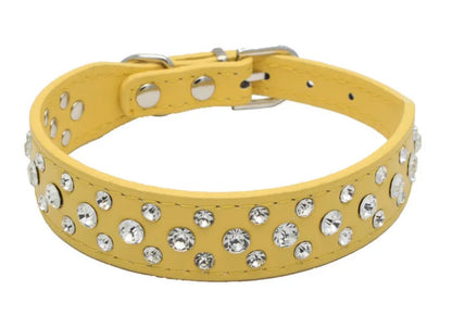 Pet collars for small dogs, pet collars, rhinestone PU collars for cats and dogs, adjustable to prevent pets from being lost