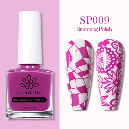 BORN PRETTY 10ml 25 Colors Nail Stamping Polish Nail Art Varnish with Peel Off Nail Latex Black White Colorful Stamp Polish