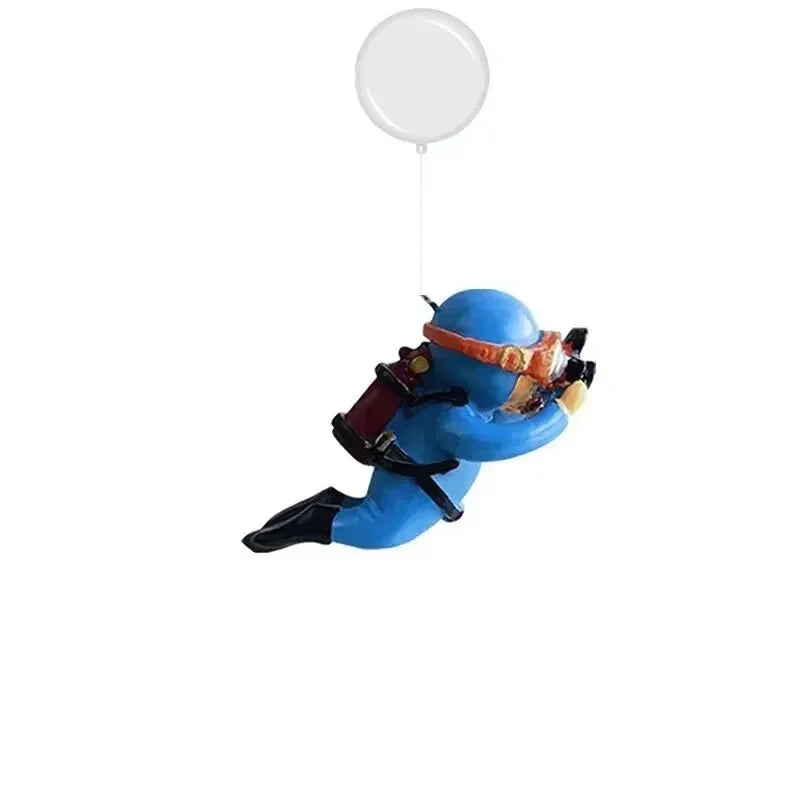 Fish Tank Scenery Ornaments Diver Decor Blue Fatty Diver Ornamental Fish Tank PVC Solid Floating Doll Aquarium Hanger Safe