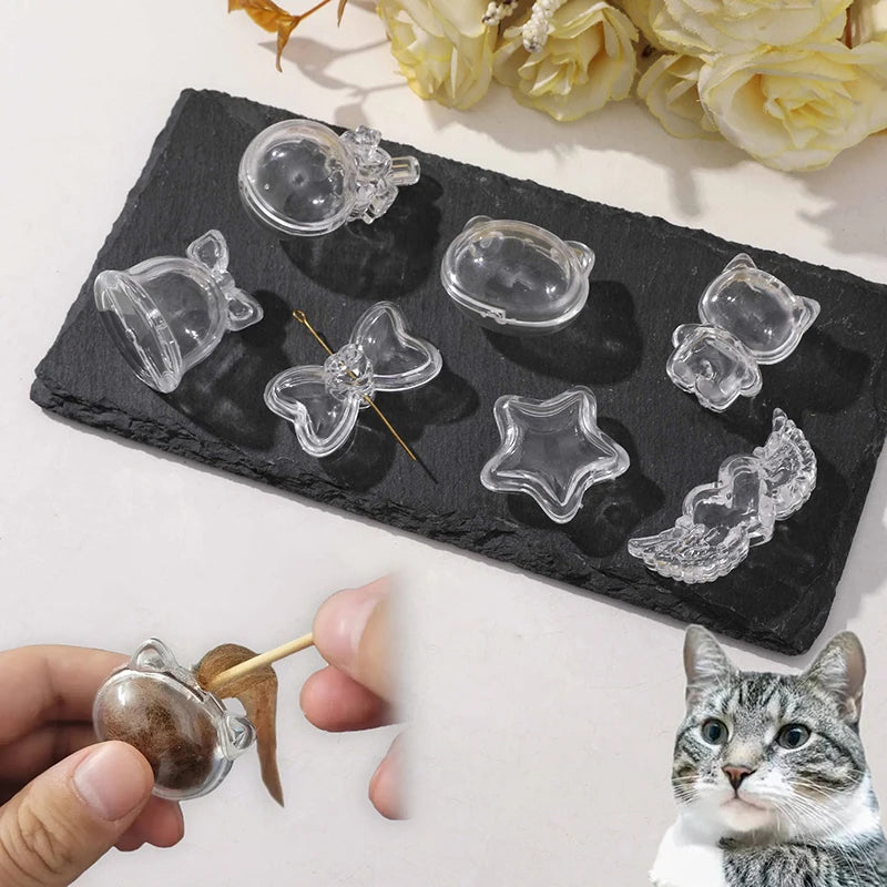 2pcs Pet Hair Keepsake Box Transparent Dog Cat Fur Storage Box For DIY Memorial Decoration Gift For Pet Lovers Display Souvenir