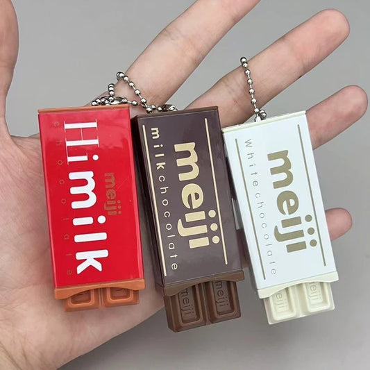 Simulated Meiji Chocolate Fidget Toy Bendy Snap-And-Play Stress Relief Jp Style Keychain Pendant Funny Gifts Creative Gadgets