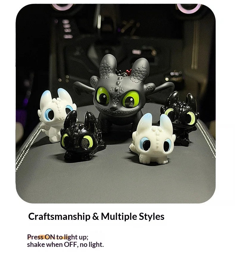 Genuine Cute Glowing Toothless Car Interior Ornament, Night Fury Wings Can Move Car Dashboard Decoration  Car Hanging Accessory