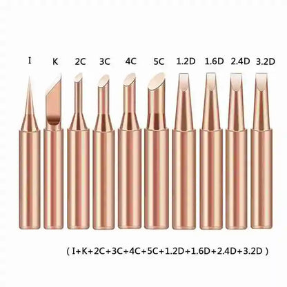 10Pcs Soldering Iron Tip Pure Copper 900M Soldering Iron Head Set Inside Hot Bare Copper Electric Soldering Iron Welding Tools