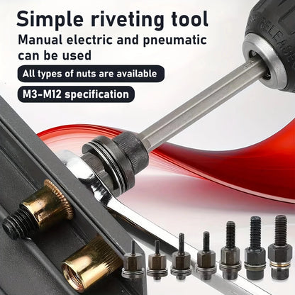 36pcs Heavy-Duty Rivet Nut Kit W/Tools (M3-M12) Zinc-Coated RH Threaded for Car Repair/Furniture/License Plate/Renovation