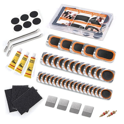 Bike Tire Repair Kit with Vulcanizing Glue Patches Bicycle Tube Puncture Set for Mountain Road Cycling Bike Accessories