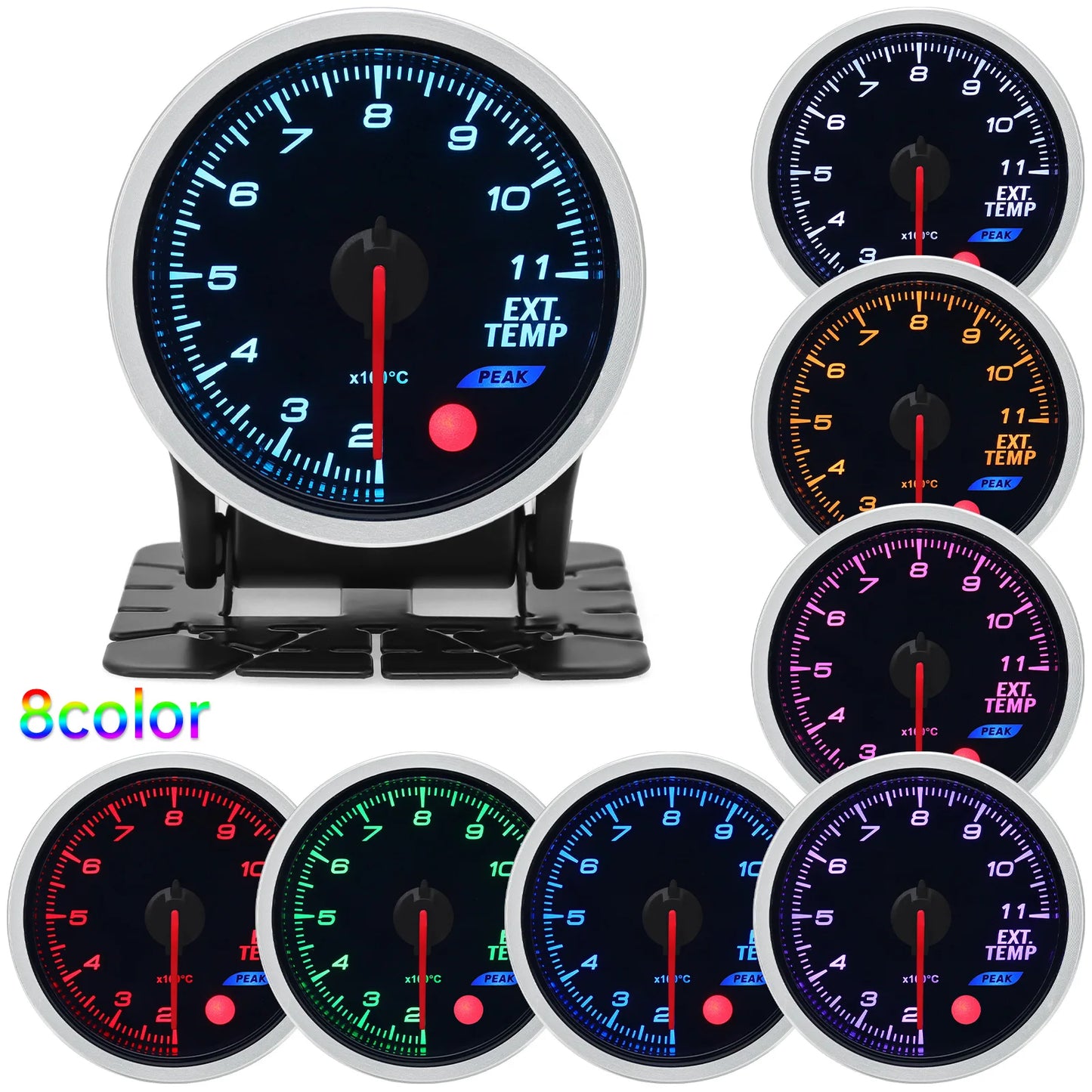 Universal Auto 12V 52mm 8 Color Racing Car Oil Pressure Water Oil Temp EGT Exhaust Temp Turbo Boost Tachometer Gauge Meter