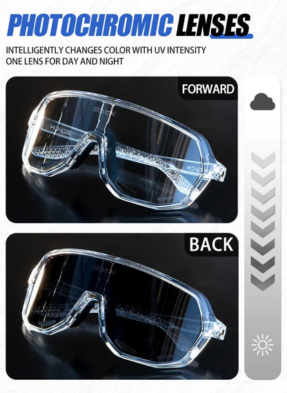 SCVCN Men Bike Photochromic Glasses Cycling Sunglasses for Women Sports Running MTB Biking Eyewear Road Mountain Bicycle Goggle