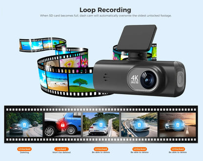 Soam Dash Cam 4K+1080P Dual-channel Dash Car Camera Recorder With GPS WiFi Car DVR 24H Parking Monitor Black Box