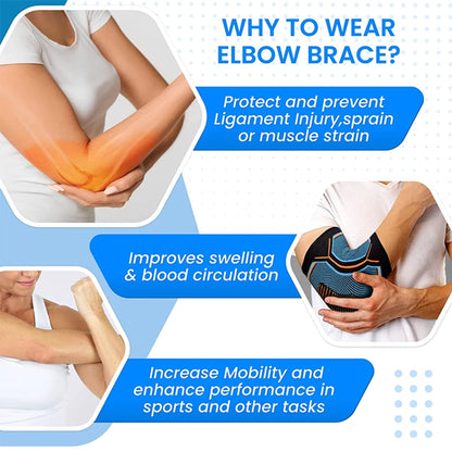 BraceTop Elbow Brace Compression Support Sleeve for Tennis Elbow Brace Strap Tendonitis, Epicondyt Elbow,Arthritis,Weightlifting