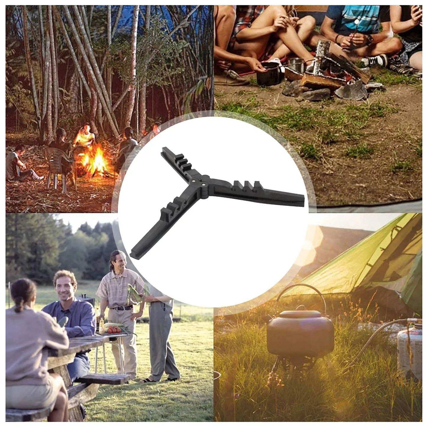 Outdoor Camping Gas Tank Rack Lightweight Foldable Canister Tripod Stand Base Bottle Shelf Gas Cylinder Stove Accessories
