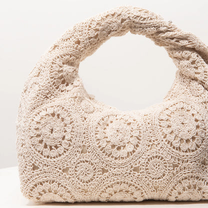 Pattern Hollow Woven Handbag，Bohemia Beach Bags for Women，Crochet Set，Beach Accessories Women，Travel Must Haves（Random Pattern）