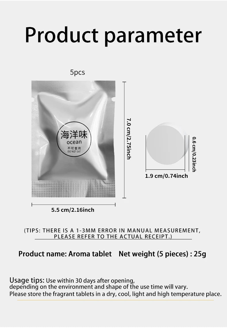 5PCS Car Air Outlet Aromatherapy Tablets Air Outlet Supplement Tablets Small Fan Pe Solid Fragrance Tablets