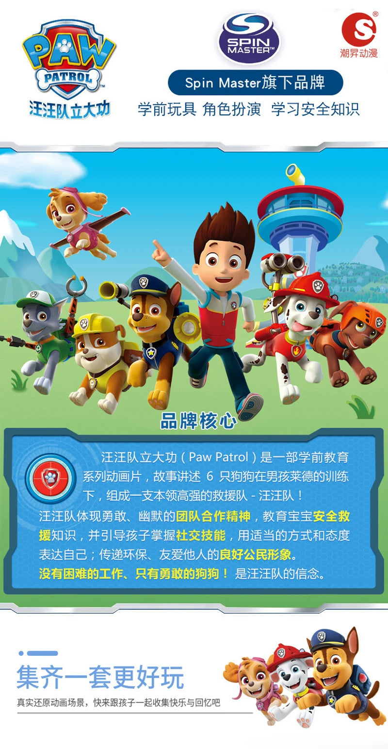 4PCS/SET Genuine Paw Patrol Vehicle Chase Skye Marshall Rubble Pull Back Cars Playset Action Figure Children Toys Birthday Gifts