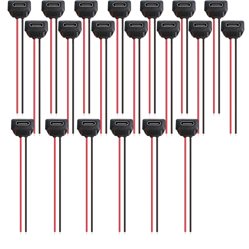 5/10/20pcs Type-C Female Chassis 2 Pin Type-C Female Socket Connector Waterproof Jack Female Charging Port with Card Buckle