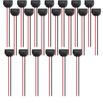 5/10/20pcs Type-C Female Chassis 2 Pin Type-C Female Socket Connector Waterproof Jack Female Charging Port with Card Buckle