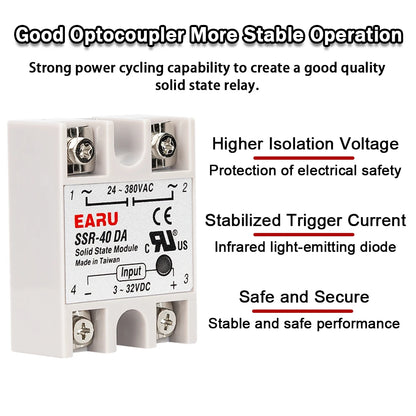 Solid State Relay Single Phase SSR-25DA SSR-40DA SSR-40AA SSR-40DD SSR 10/25/40/60/80/100A DD DA AA for PID Temperature Control
