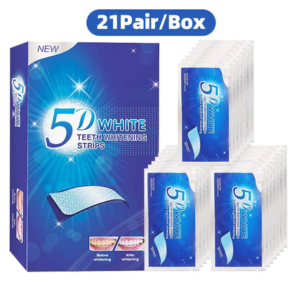 5D White Teeth Whitening Strip Whitening Gel Whiter Strip Removing Smoking Coffee Stain Effective Home Use Tooth Whitening Kit
