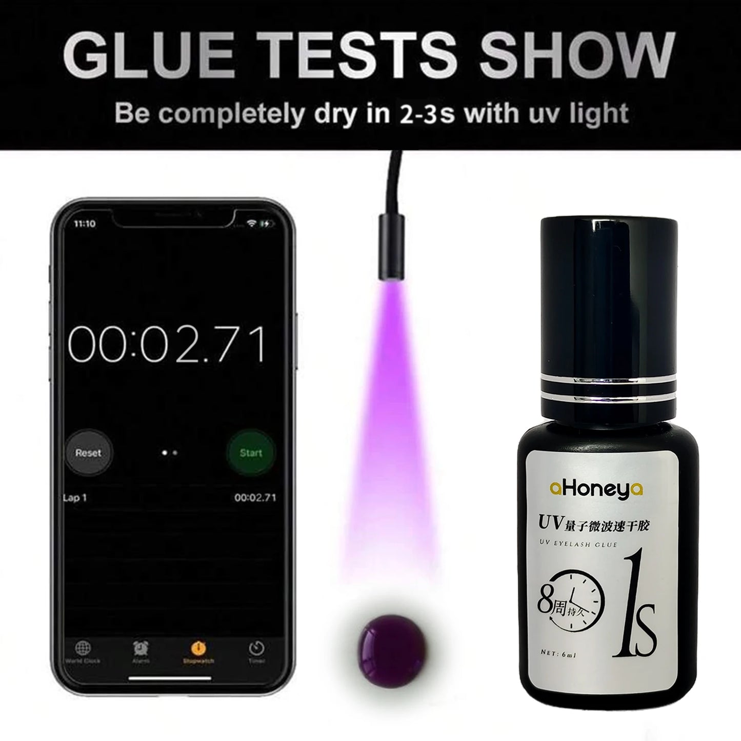 Salon UV Eyelash Grafting Glue Purple UV Lashes Glue 6ML Lasts 50-60 Days Waterproof and Oilproof