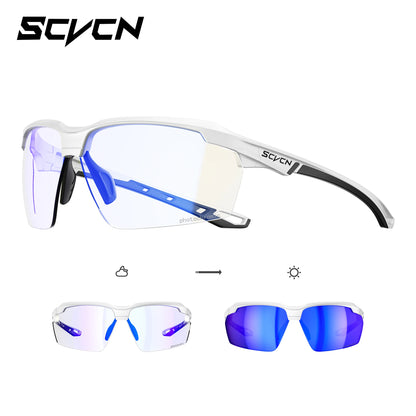 SCVCN Photochromic Sunglasses Cycling Glasses Bike Mountain Bicycle Hiking Golf UV400 Sports Glasses for Men Women Baseball
