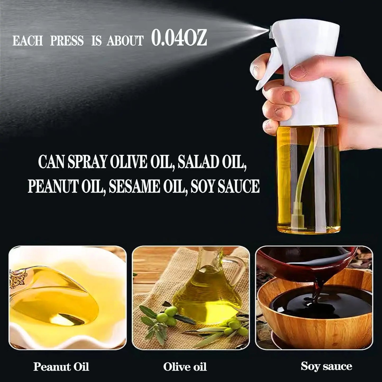 500/300/200ml Oil Sprayer for Cooking Air Fryer Oil Spray Bottle Mister for Kitchen Baking Olive Salad Refillable Oil Dispenser