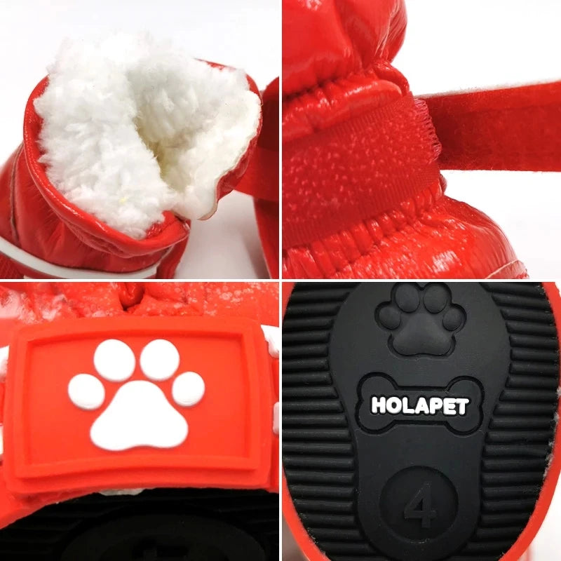 Waterproof Dog Shoes For Small Medium Dogs Cats Winter Warm Puppy Snow Boots Outdoor Adjustable Chihuahua Pug Shoes Pet Sneakers