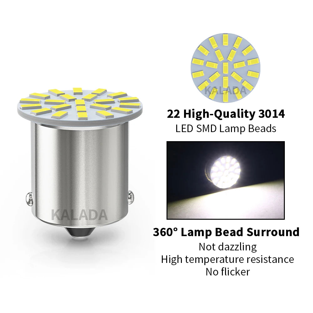 10pcs 24V LED 1156 BA15S 1157 BAY15D Car LED Lights 22*3014SMD For Truck Bus RV Bulbs DRL Daytime Running Tail Signal Lamp White