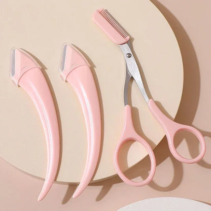 1/2/3Pcs Eyebrow Trimming Knife Eyebrow Face Razor For Women Eyebrow Scissors With Comb Brow Trimmer Scraper easy to use