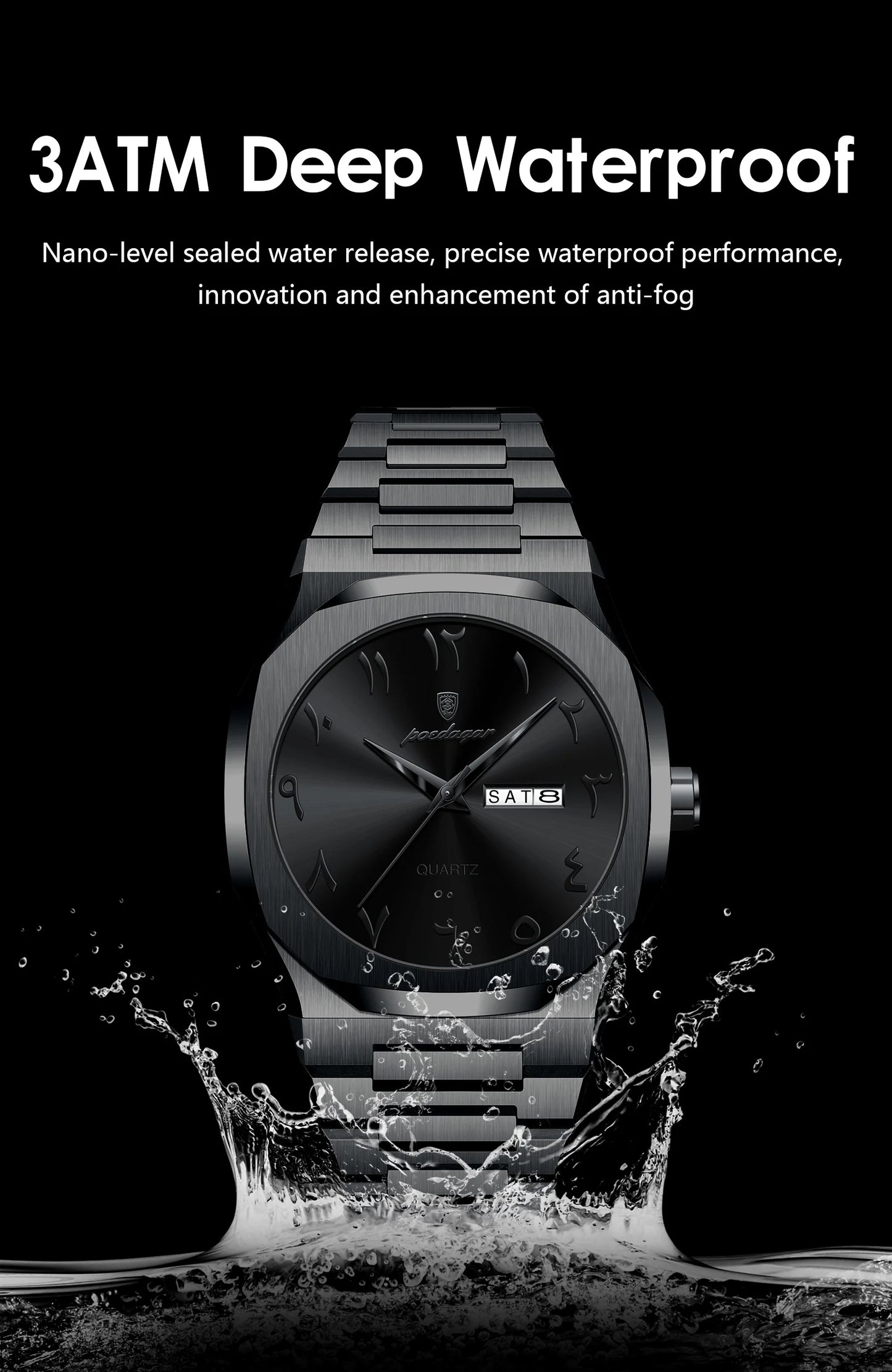 POEDAGAR Original Luxury Men's Watch Waterproof Week Date Fashion Men Wristwatch Quartz Stainless Steel Man Watches Reloj Hombre