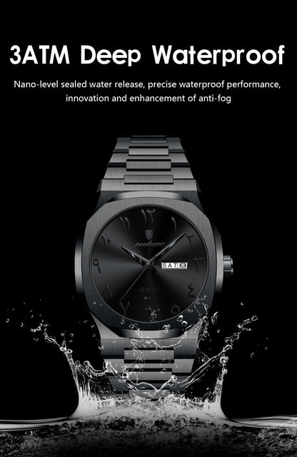 POEDAGAR Original Luxury Men's Watch Waterproof Week Date Fashion Men Wristwatch Quartz Stainless Steel Man Watches Reloj Hombre