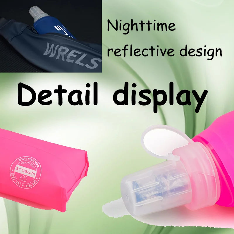 WRELS Camping Soft Water Bottle Drinking Sport Folding Bag Flask Outdoor Running Hydration Pack Waist Bicycle BPA Free
