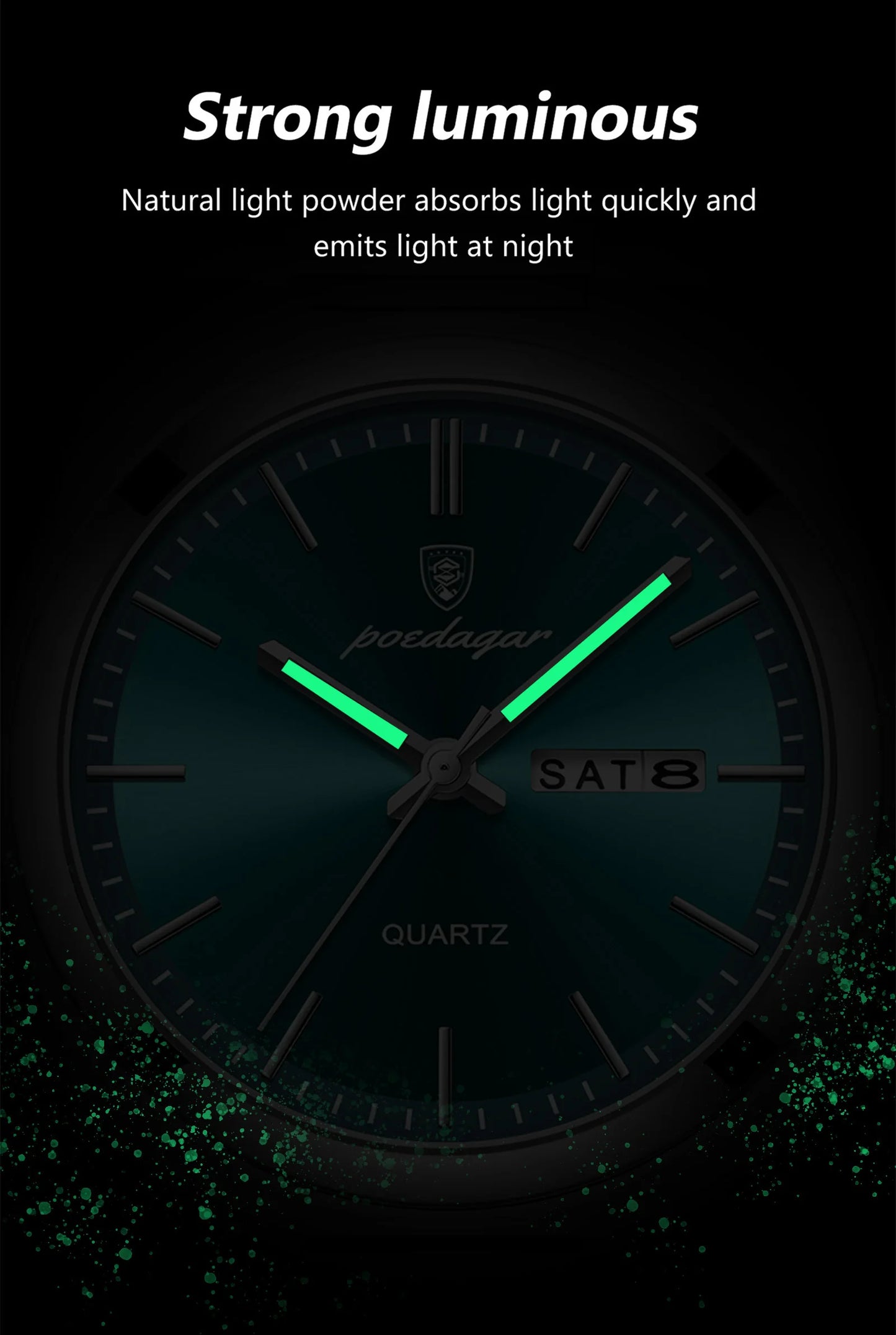 POEDAGAR Exquisite Business Men Watch Stainless Steel Waterproof Luminous Man Wristwatch Date Week Classic Men's Quartz Watches