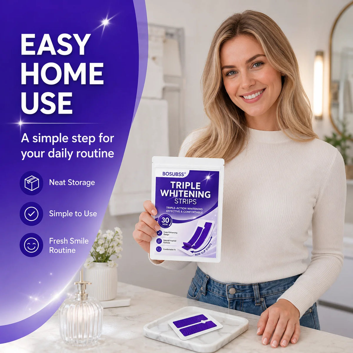 16/8/4pcsWhitening Strips for Teeth, At-Home Smile Care Strips, Easy-Use Oral Beauty Strips for Daily Routine, Bright Smile Appe
