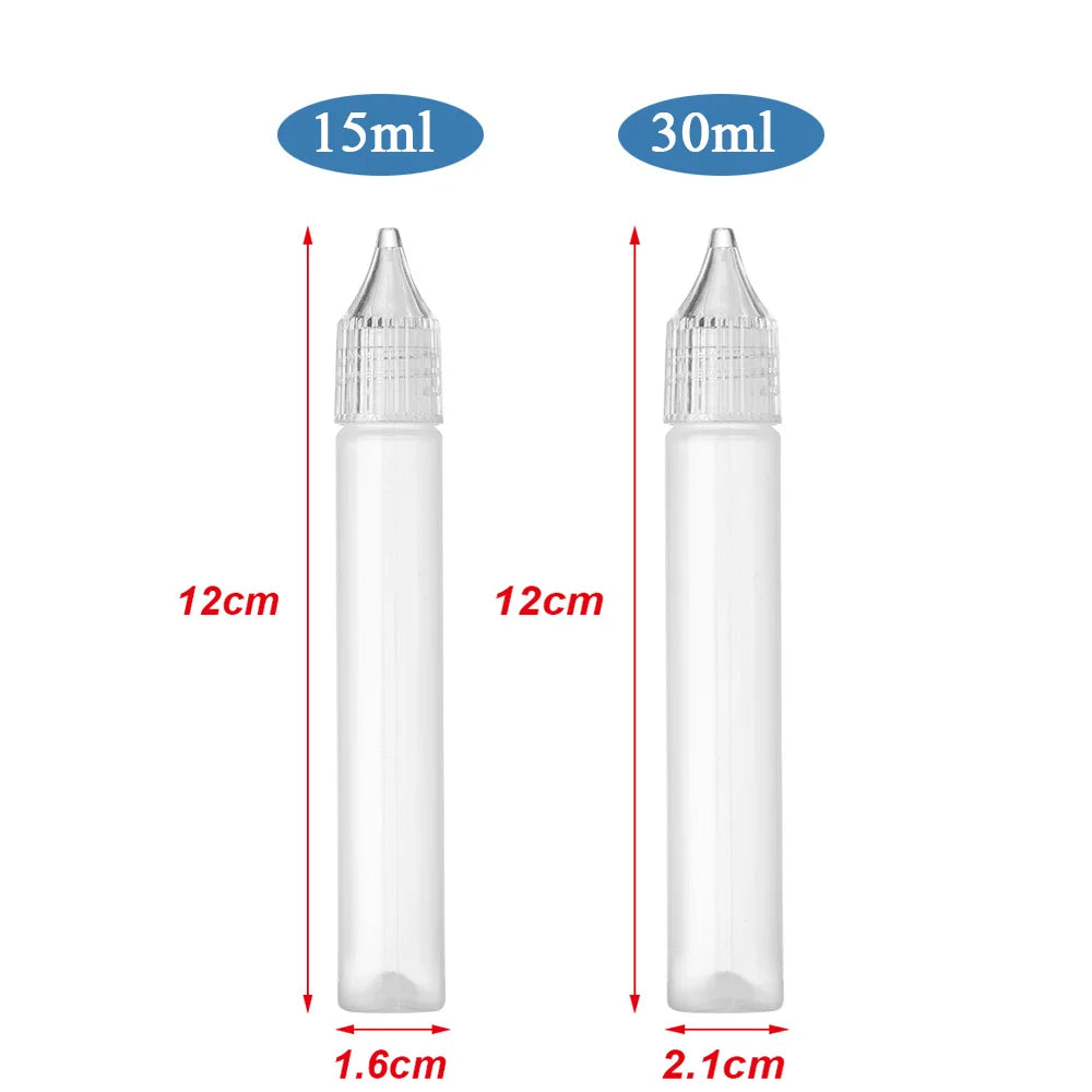 5Pcs/set 15ml/30ml White Plastic Glue Applicator Needle Squeeze Bottles For Paper Quilling DIY Craft Supplies