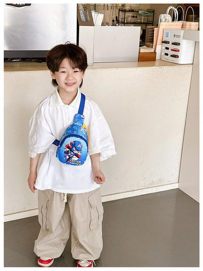 Marvel'S New Children'S Bag Spider Man Iron Man Captain America Shoulder Bag For Boys And Girls Travel Change Crossbody Bag