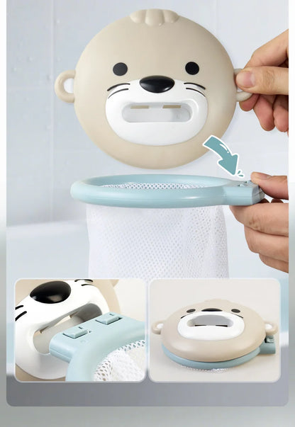 Baby Bath Toys Floating Animal Otter Hippo Seal Kid Bathroom Shower Basketball Hoop Game Children Swimming Pool Water Play Gift