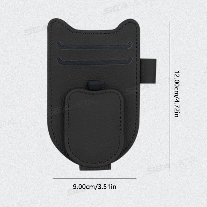 Car Sun Visor Glasses Holder Magnetic Eyeglasses Hanger Clip Luxury Leatherette Car Sunglasses Holder Mount Universal